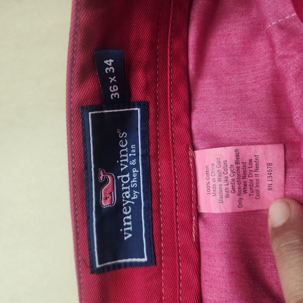 Vineyard Vines Mens Club Pant Pink Cotton Twill Straight Leg Chino 36x34 golfing - Picture 6 of 10